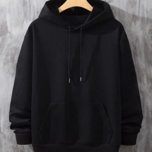 PLAIN BLACK FLEECE HOODIE