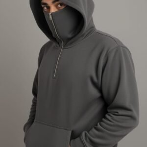 Half Zipper Balaclava Pull Over Hoodie For Boys & Men