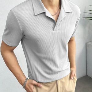 Waffle Knit Polo – Grey