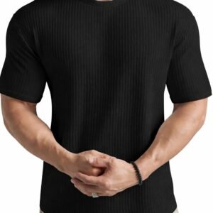Waffle Knit Tee – Black