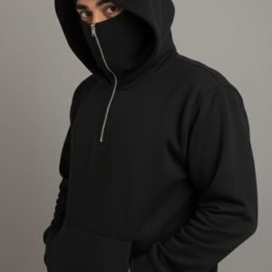Half Zipper Balaclava Pull Over Hoodie For Men & Boys